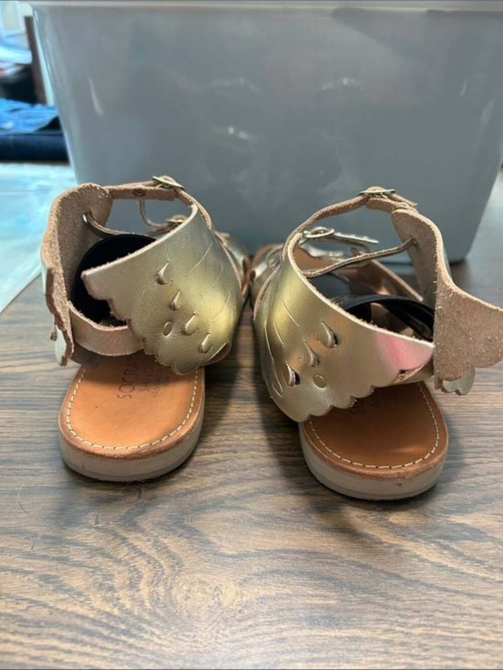 Socrates Sandals Greek Leather Women's Metallic Gold Cutout Winged Sandals - Picture 6 of 11